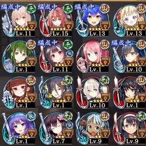 現時点での所持城娘をペタリっと。 この出会いに感謝♪ あと1人(見切れ)は「日之嶽城さん」になります。 いつか懐かしむ日々の為記念・・・