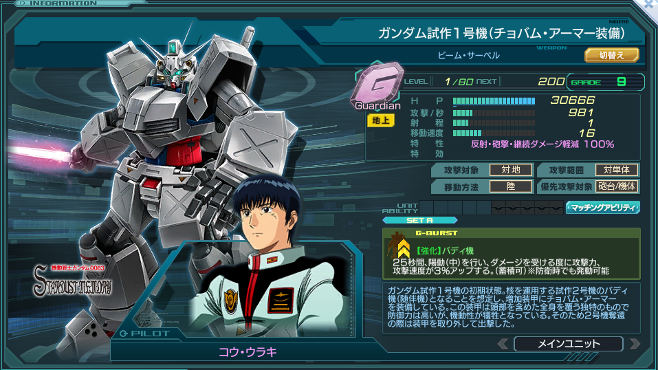 ガンダム試作1号機(チョバム・アーマー装備)