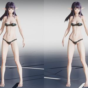ニュー子のデフォ体型と女性感を増す為に体型・腰・太もも調整した比較