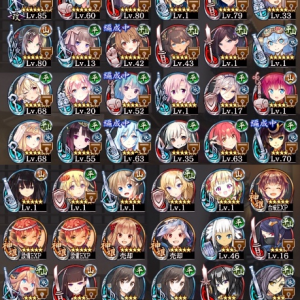 星七確定チケットをどの城娘にするか判断に困っている新米殿です。
ちまちまとレベルを上げている城娘達でゴリ押し気味に戦ってしまっているなとも感じています。
先輩殿の助言を頂きたく存じます…!
手持ちはこのような感じです。