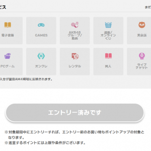 エントリーして複数サービス使ったのに「まだご利用されていません」あれ？反映されてない？と思ったら翌日4時以降に反映されるのね。問い合わせのお姉さんに迷惑掛けてしまったわ