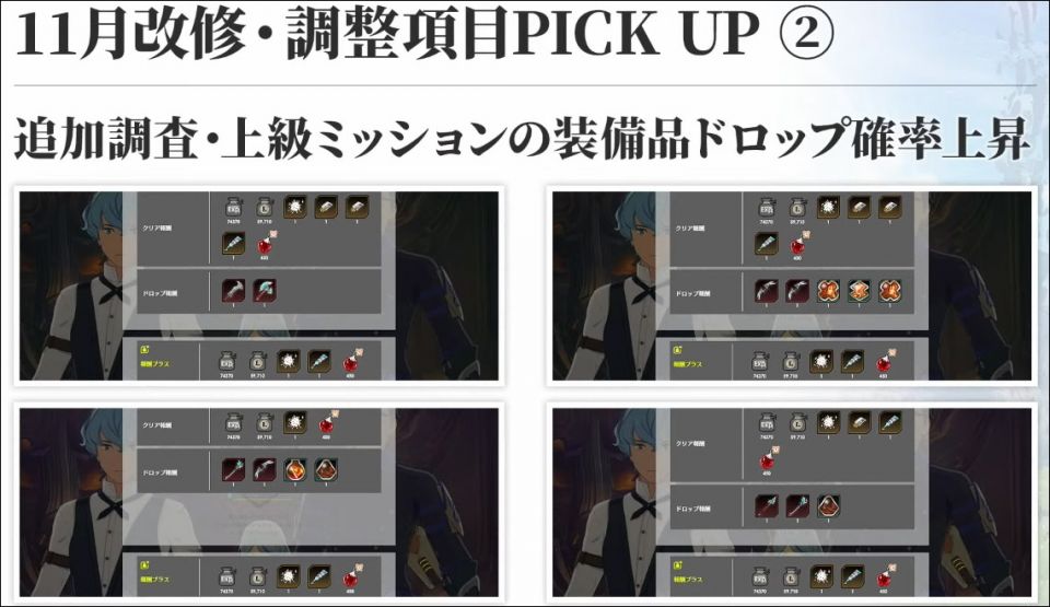 調査ドロップ確率上昇